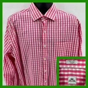 Peter Millar Extra Large XL Pink Gingham Check Button Down‎ Shirt Mens